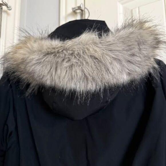 Andrew Marc Women's Black Parka Coat With Fur Hoodie Size Large L - Picture 4 of 10